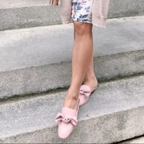 Nordstroms BP Mules Pale Pink "Maddy" Bow Mules Slip-on Mules 9.5M - Picture 1 of 11